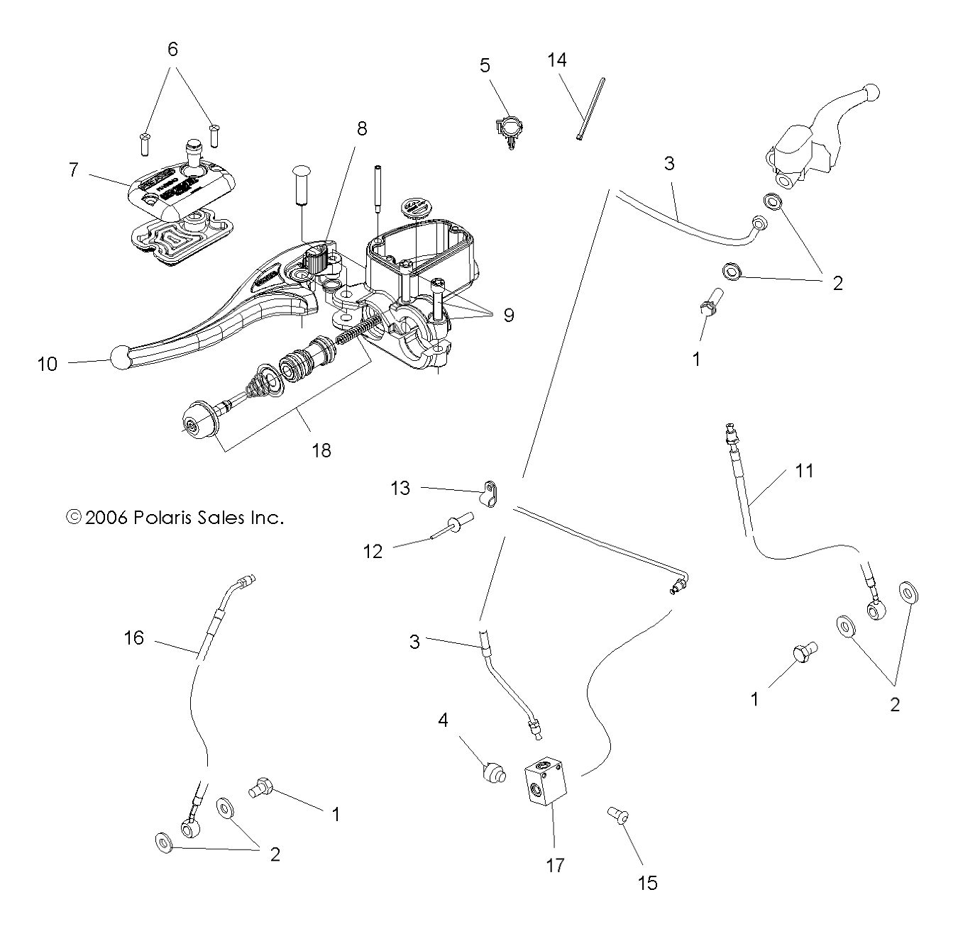 BRAKE, HAND/MASTER CYLINDER\BRAKE LINE - A07BA50FA (49ATVCONTROLSSCRAM)